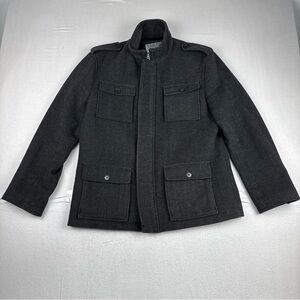 Cardinal of Canada Mens Dark Gray Herringbone Car Coat Medium Wool Blend Outdoor